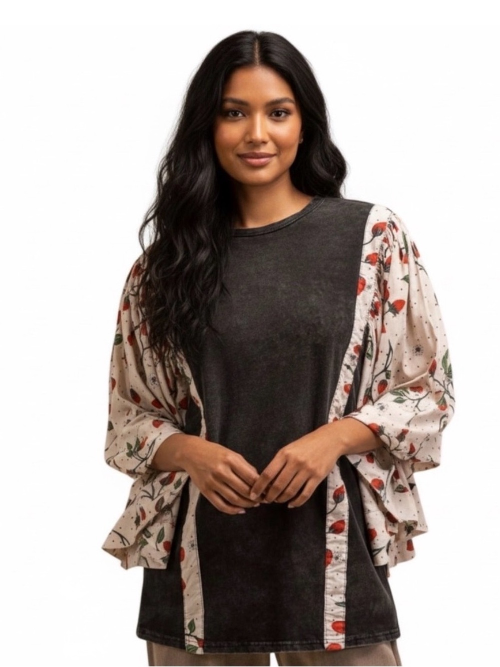 Free People Dark Navy Ribbed Crew Tee